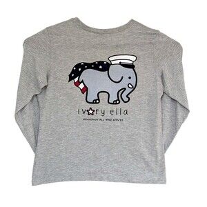 Ivory Ella Womens Large Gray Sailor Graphic Crew Long Sleeve Crewneck T-Shirt